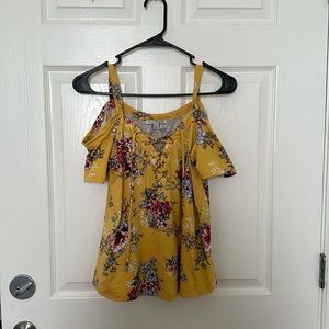 Yellow, floral off the shoulder top